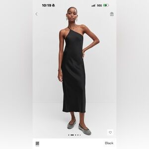 Mango Black Strapless Satin Slip Dress